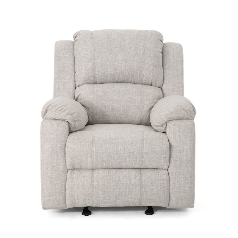 Roomfitters Manual Recliner Chair with Plush Beige Linen Fabric, Compact Armchair for Small Spaces