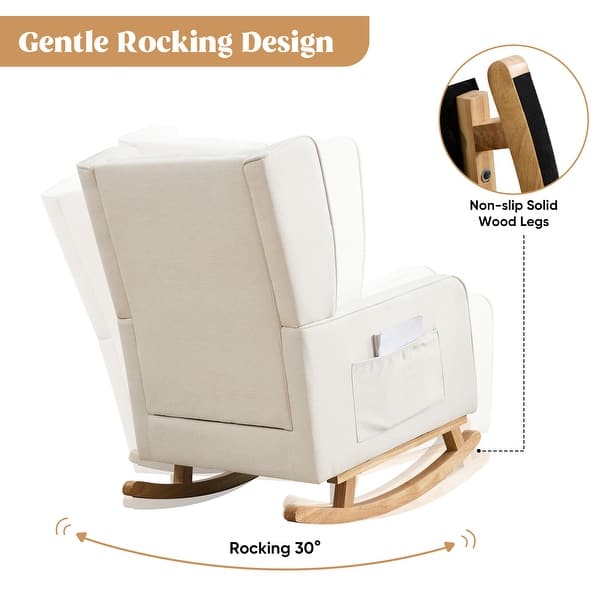 dimension image slide 3 of 11, HOMYKA 27.56" Wide Rocking Chair for Nursery with Solid Wood Leg