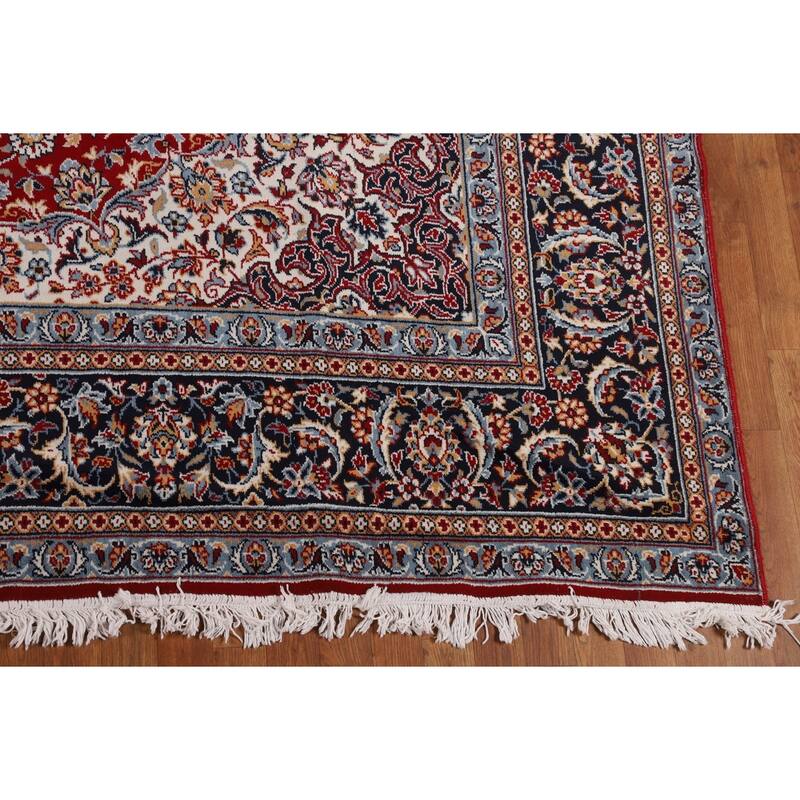 Red Kashan Turkish Area Rug Traditional Machine Made Carpet - 9'6" x 12'10"