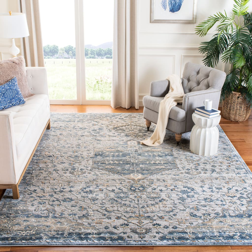 SAFAVIEH Martha Stewart Settimia Vintage Oriental Polyester Rug - Ivory/Grey - 5' 3" x 7' 6"