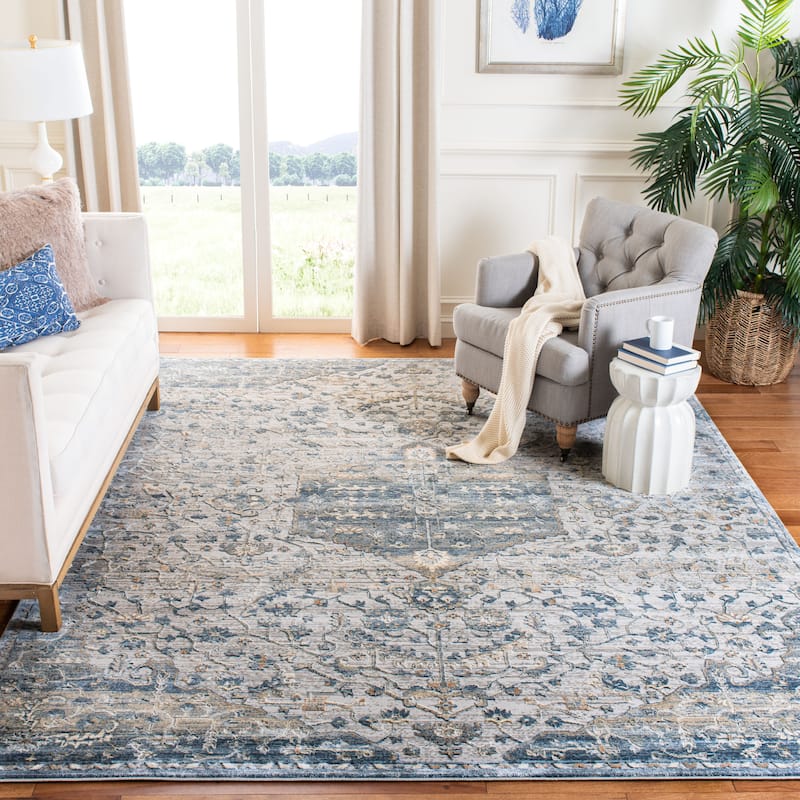 SAFAVIEH Martha Stewart Settimia Vintage Oriental Polyester Rug - 5'3" x 7'6" - Ivory/Grey