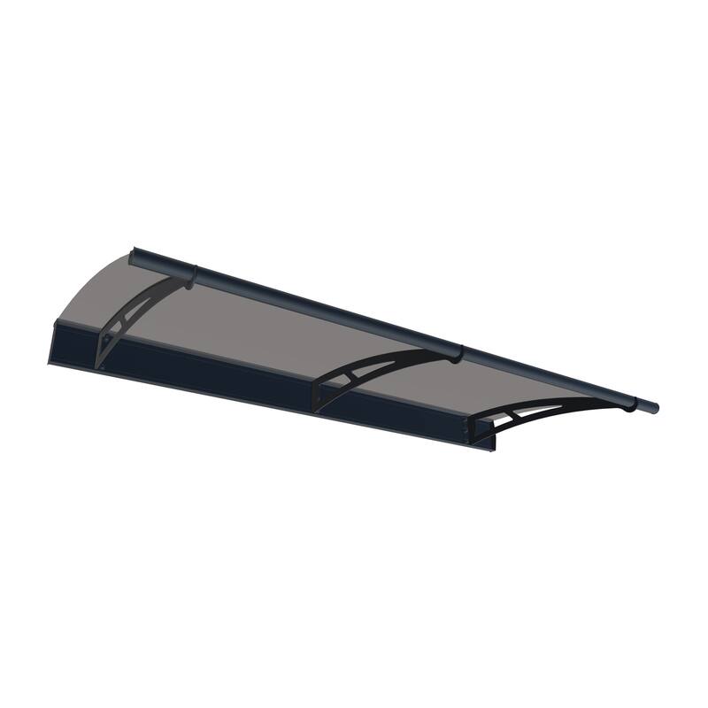 Aquila 3 ft. Gray/Clear Door and Gray/Solar Window Fixed Awning with Siding Connector Kit - 3 ft. x 7 ft. - Gray/Solar