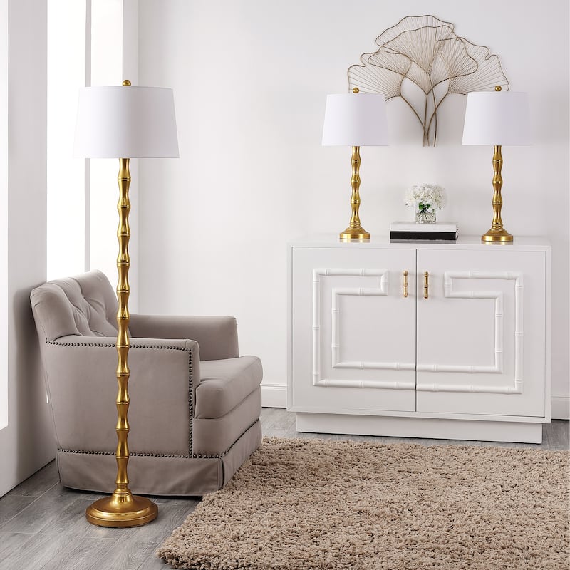 SAFAVIEH Lighting Nafie Floor And Table Lamp (Set of 3) - 13" W x 13" D x 30" H - 13Wx13Dx30H