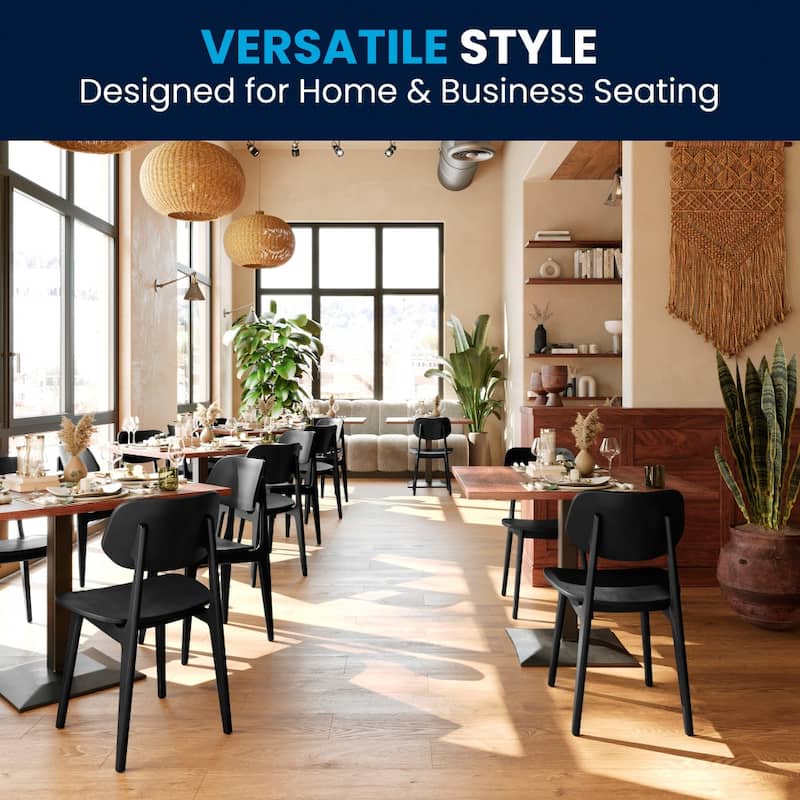 Set of 2 Commercial Solid Wood Dining Chair with Curved Backrest - 17.25"W x 20.75"D x 33.25"H