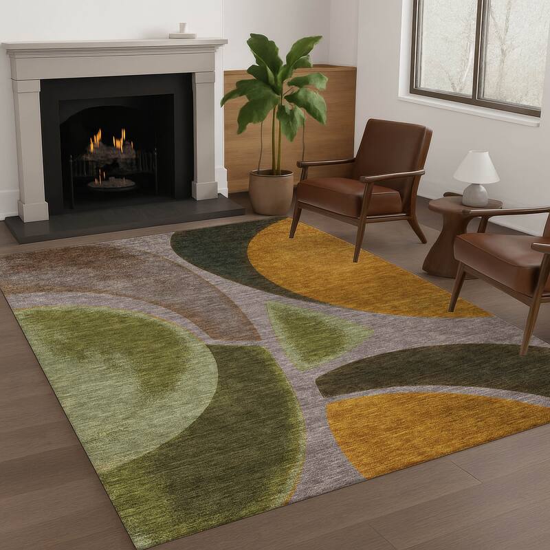 Machine Washable Indoor/ Outdoor Modern Hays Chantille Rug