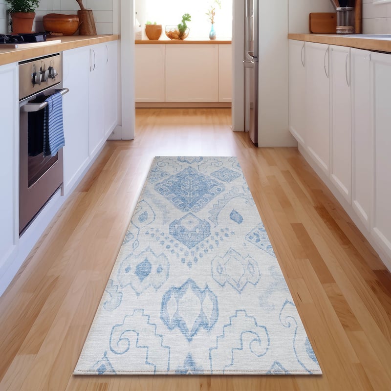 Premium Washable Super Soft Muted Moroccan Boho Mayfield Rug - Blue - 2' 3" x 7' 6" - Runner