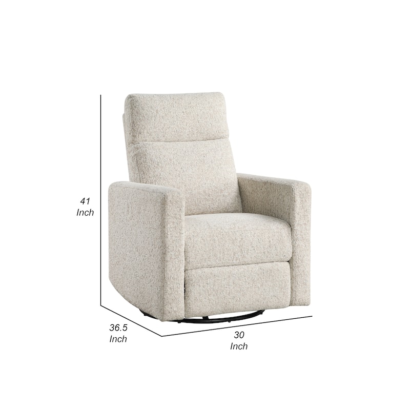 Yujo Recliner Chair, Manual, 30 Inch, Beige Chenille, 360 Swivel
