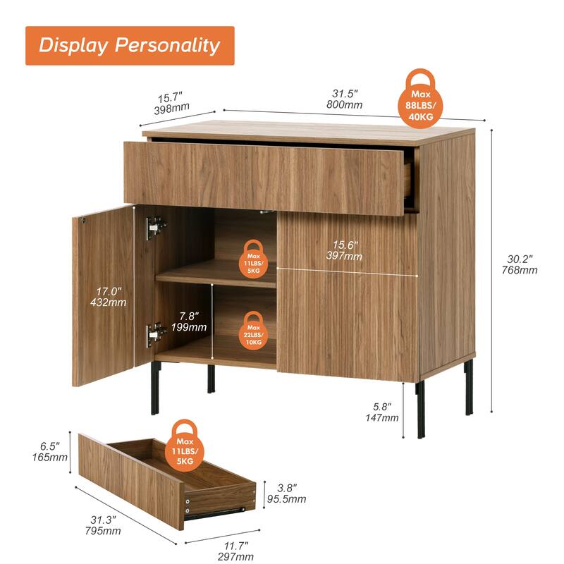 Modern Wood 31.5" Dresser With Reeded Design, Minimalist Dresser Organizer Storage