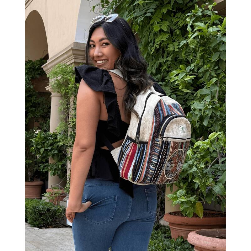 Kathmandu Collection Handmade Cotton and Hemp Tree of Life Backpack