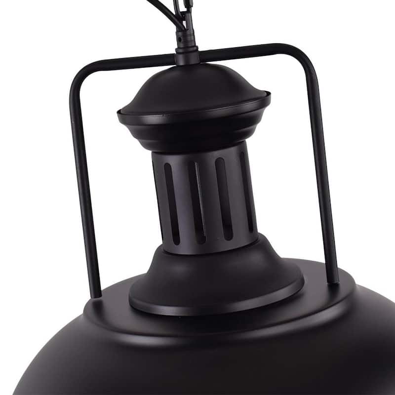 Industrial 1-Light Metal Dome Pendant Light Black Rusty 16in