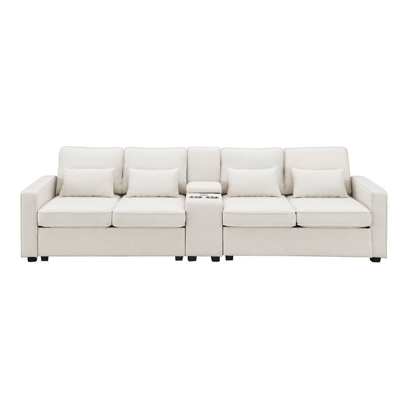 Cotton Linen Sofa with USB: Modern Comfort with Storage