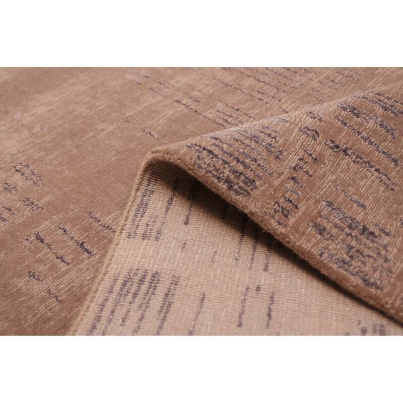 ECARPETGALLERY Hand Loomed Loreto Brown Wool Rug - 5'7 x 7'10