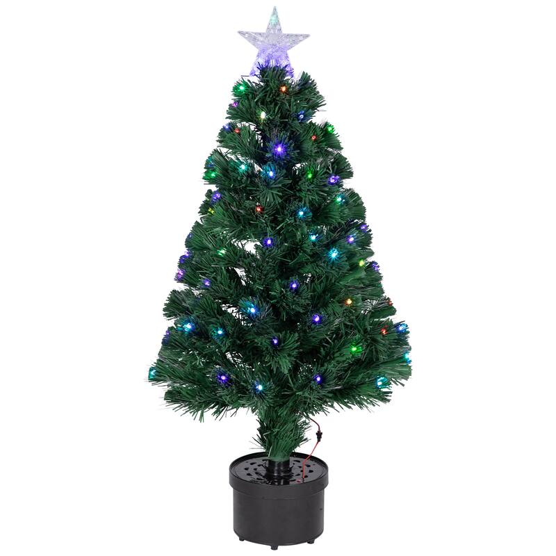 4' Pre-Lit LED Fiber Optic Artificial Christmas Tree with Color Changing Stars