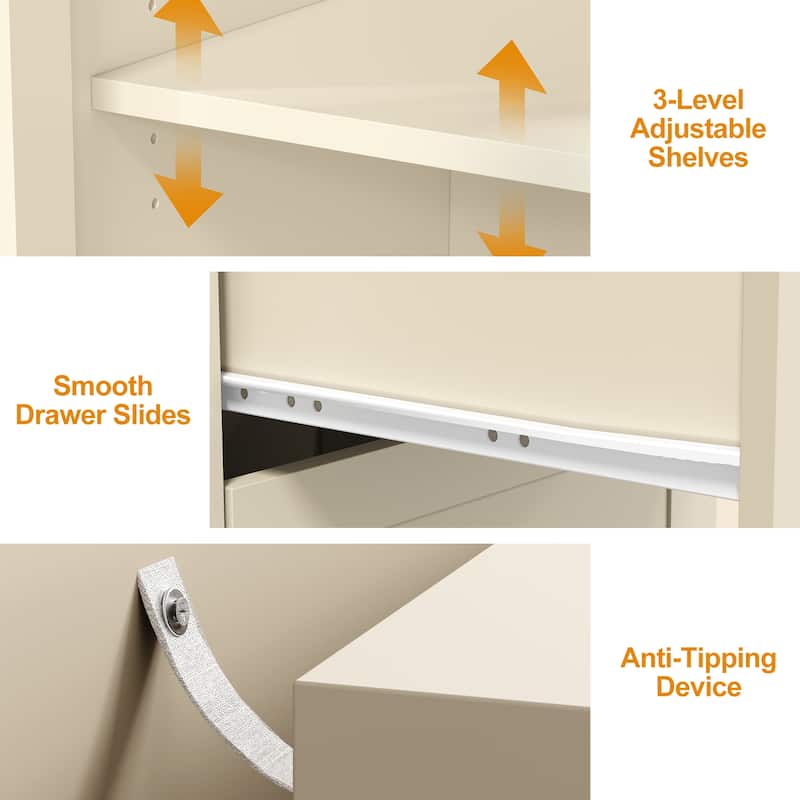 Extendable Makeup Vanity Desk with 3 Drawers & 2 Doors