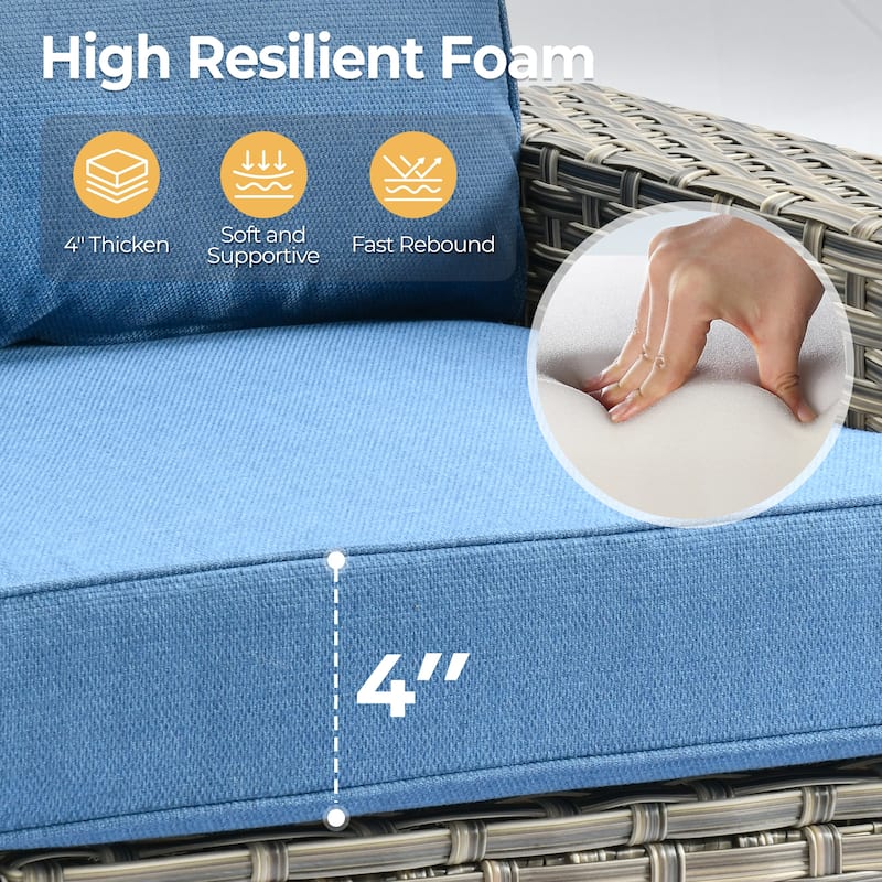 HOOOWOOO 9-piece Patio Sofa Wicker Swivel Rocking Chair Conversation Set