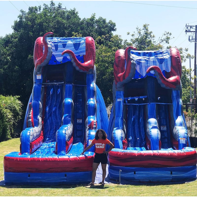 JumpOrange 15' Ocean Battle Commercial Grade Inflatable Water Slide w/ Detachable Deep Pool & Air Blower, Outdoor Play