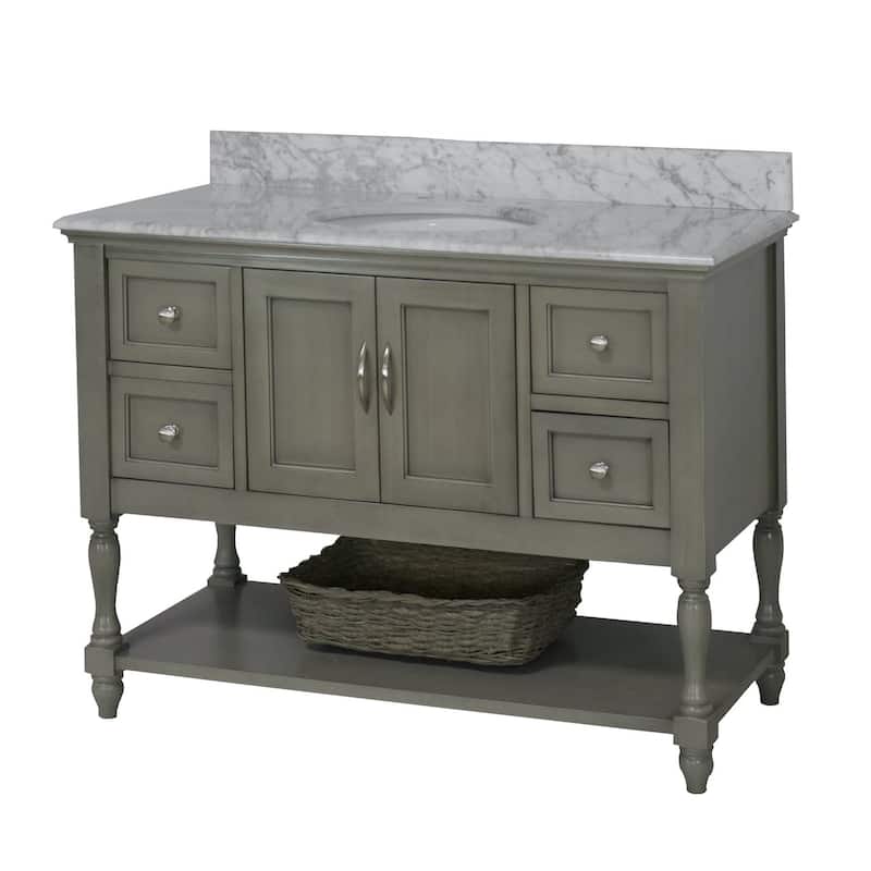 KitchenBathCollection Beverly 48" BathroomVanity w/ Carrara Marble Top