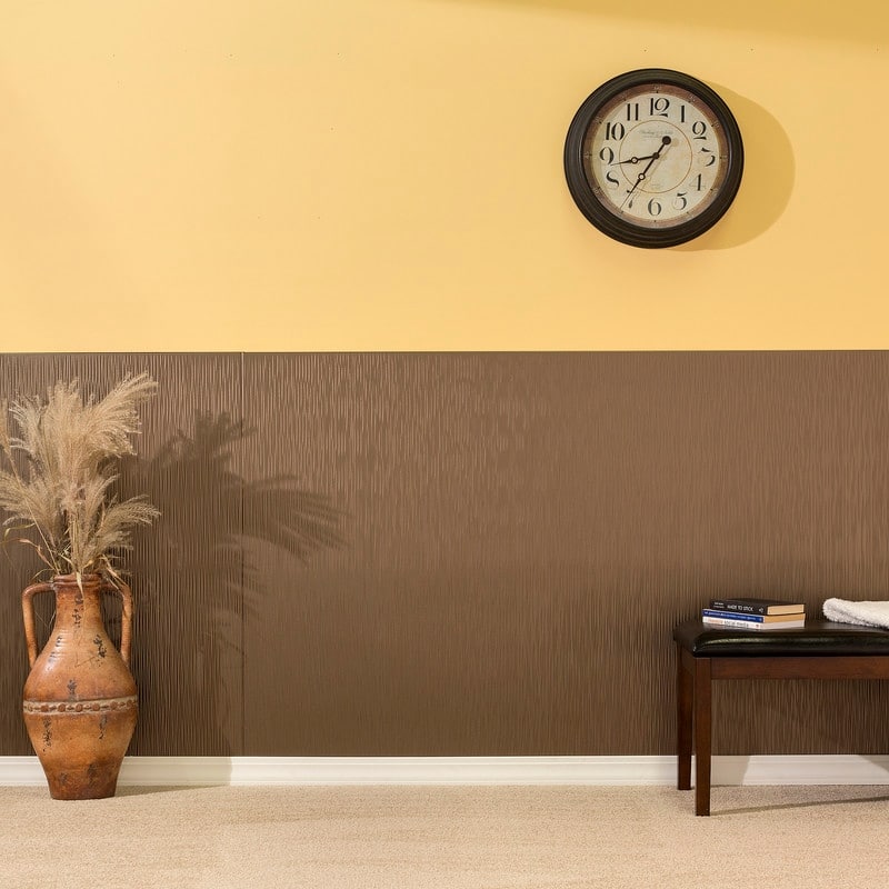 FASÄDE Ripple Vertical 4-foot x 8-foot PVC Wall Panel in Argent Bronze