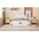 preview thumbnail 14 of 13, Queen size Cloud-shaped Headboard, Upholstered Platform Bed with Rounded Footboard,Velvet,Beige