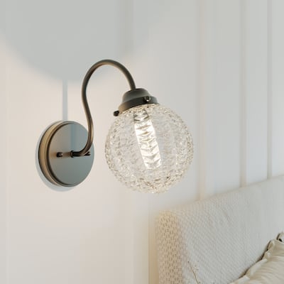 Acroma Clear and Glass Shade Modern Armed Sconce Wall Sconces