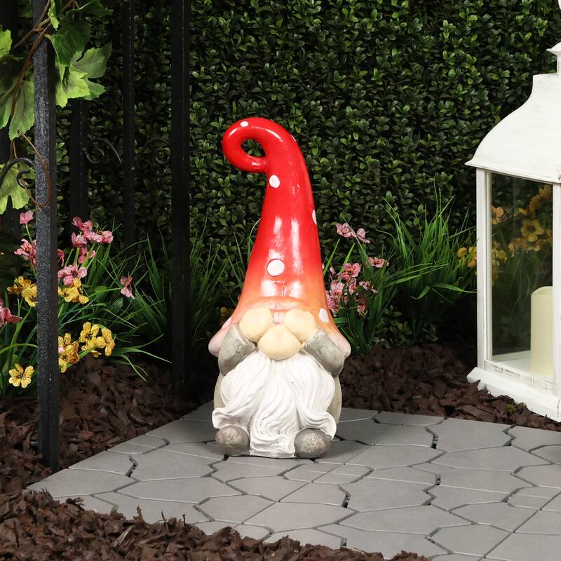 Gnome Covering Eyes with Red Ombre Hat