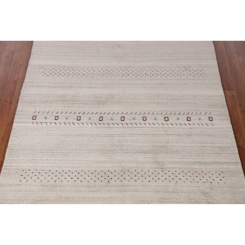 Animals Gabbeh Indian Area Rug Handmade Wool Carpet - 5'1" x 7'9"