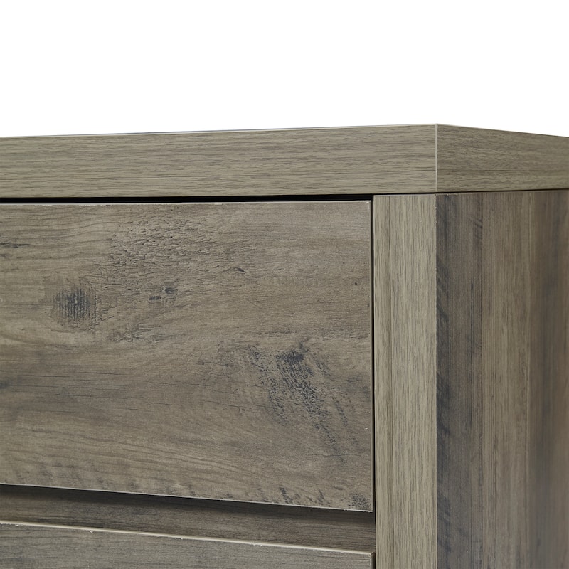 Dresser with 3 Drawers - Wooden Chest of Drawer for Bedroom, Tall Nightstand Side Table, Grey Oak Storage Drawer Cabinet