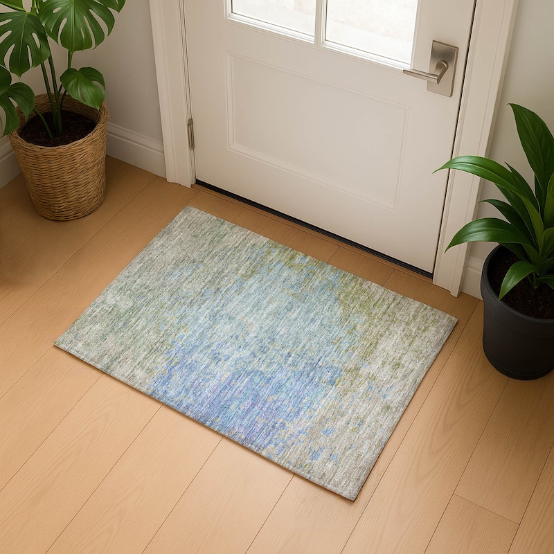 Premium Washable Super Soft Abstract Solid Mayfield Rug - Sky - 1'8" x 2'6"