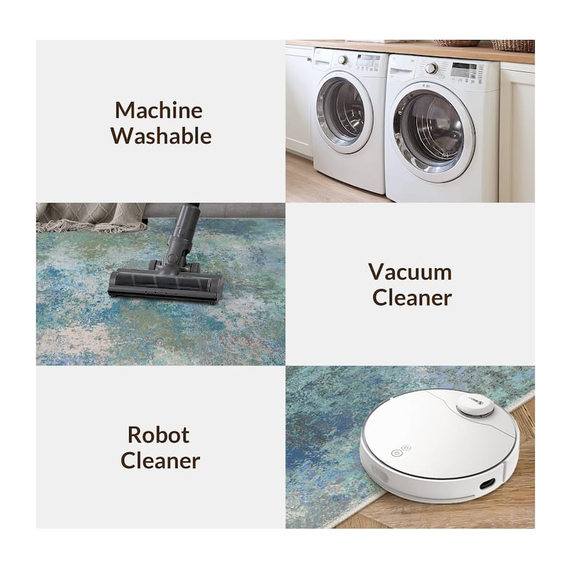 Mcow Modern Machine Washable Low Pile Lightweight Soft Print Area Rugs