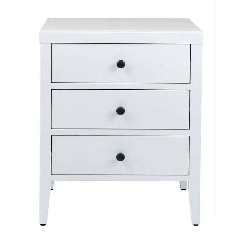 East at Main Painted Acacia Wood 3-Drawer Nightstand - White