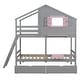 preview thumbnail 5 of 23, Playhouse-inspired Style Twin over Twin Bunk Bed with 2 Drawers, 1 Storage Box, 1 Shelf, Window and Roof-Gray