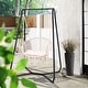 preview thumbnail 2 of 6, Patio Swing Chair with Stand and Cushion, Heavy Duty Hanging Chair with Stand, 330 lbs Capacity, Patent Pending, Beige
