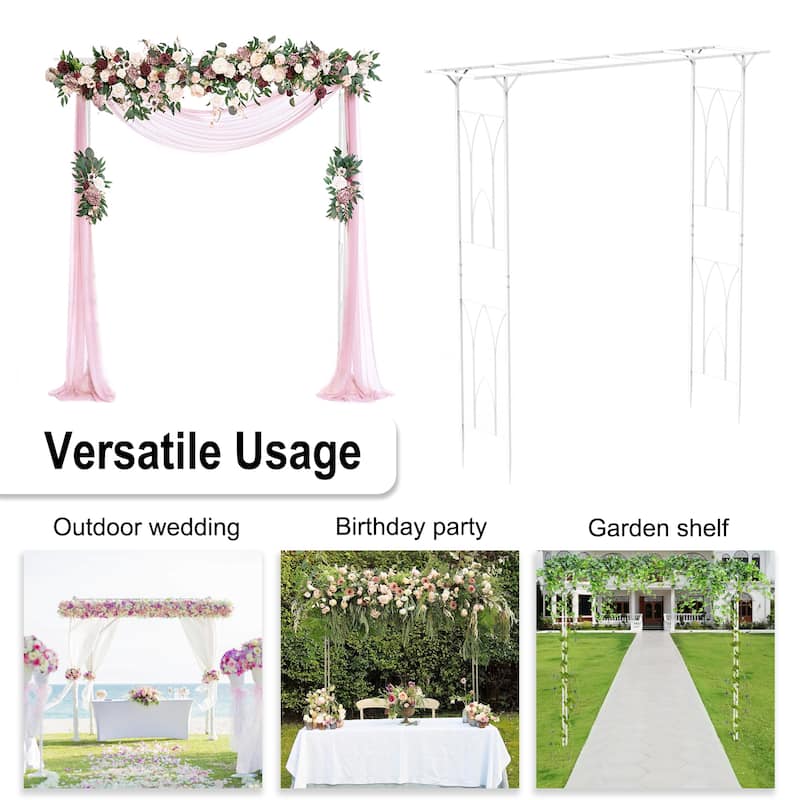 Wedding Metal Rectangle Arch Stand Garden Trellis Arbor Climbing White