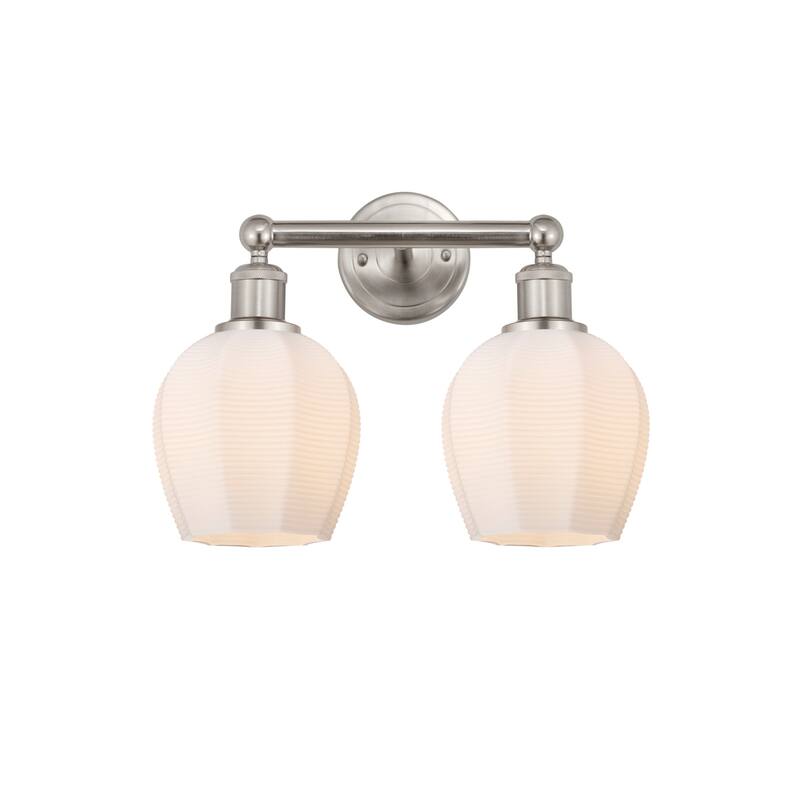 Innovations Lighting 616-2W-11-15 Norfolk Vanity Norfolk 2 Light 15" - Brushed Satin Nickel / Matte White