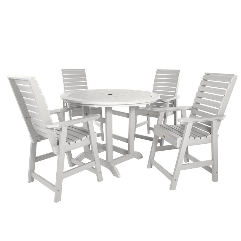 Weatherly 5-piece Outdoor Dining Set - 48" Round Table, Counter-height - White