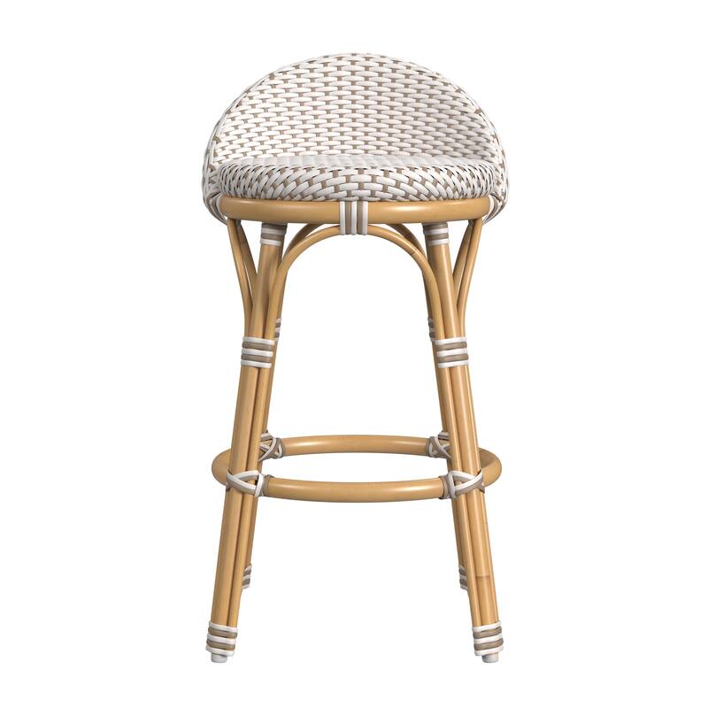 Tobias Outdoor Rattan and Metal Low Back Counter Stool