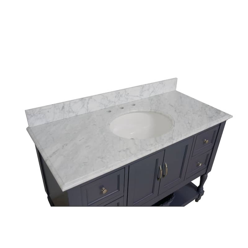 KitchenBathCollection Beverly 48" BathroomVanity w/ Carrara Marble Top