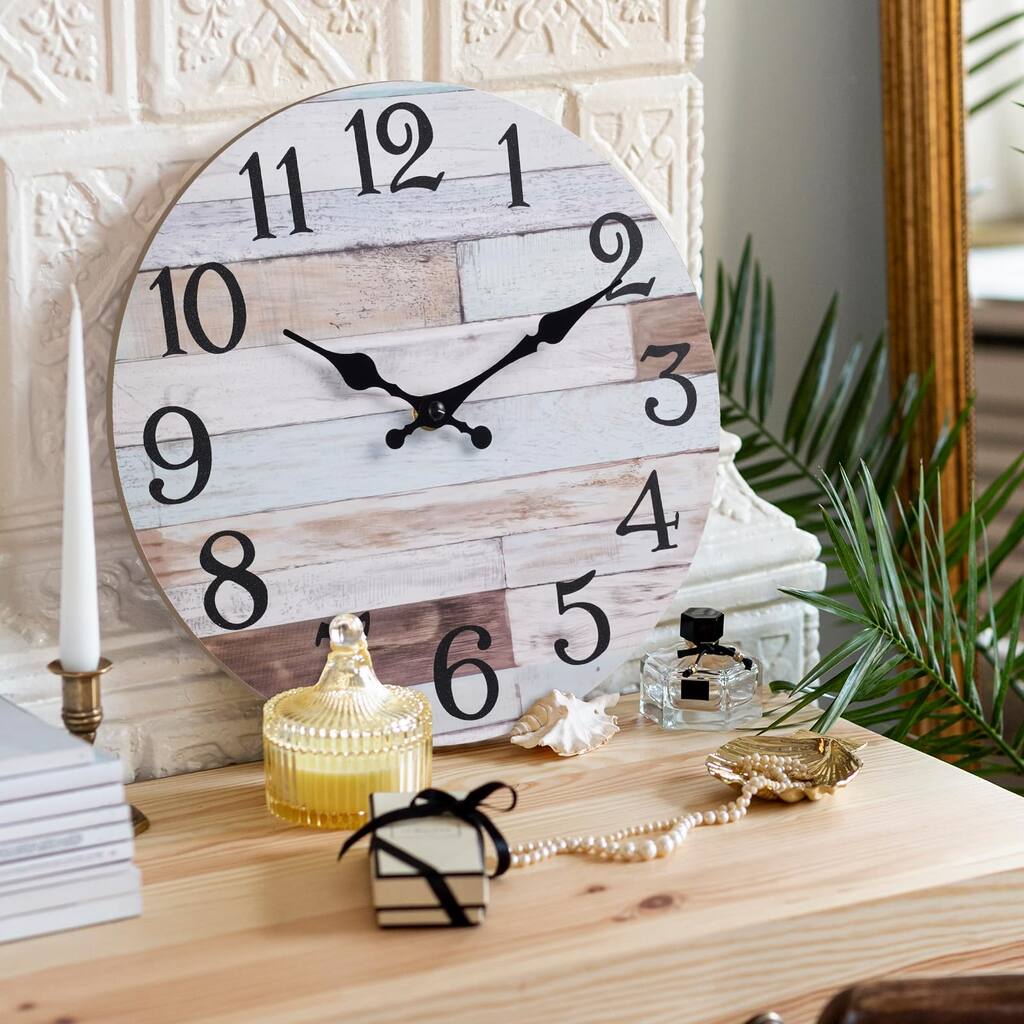 18 Inch Wall Clock-Large Silent Wall Clocks Non Ticking Wall Clocks Battery Operated Rustic Country Style Home Decorative