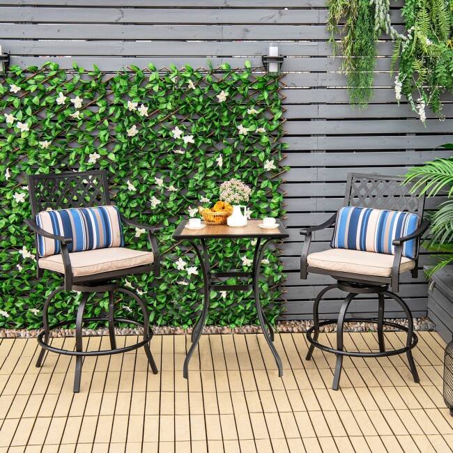 Set of 2 Outdoor Bar Height Chair with Soft Cushions - 27" x 23" x 43"(L x W x H)