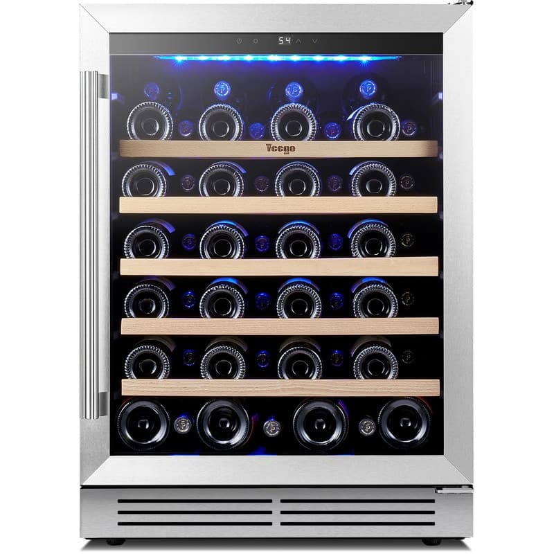 Yeego Modern 24" 52 Bottles Built-in/ Freestanding Single Zone Wine Cooler Fridge with Adjustable Shelves
