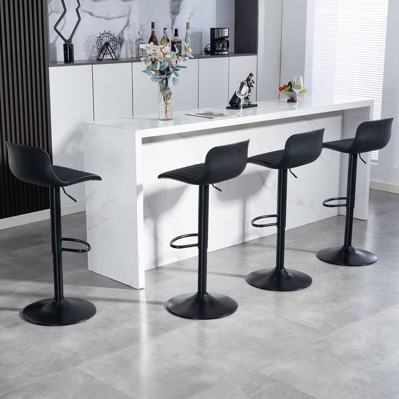 Bar Stools Set of 2 - Modern PU Leather Counter Height Barstools with Back, Height Adjustable Swivel Kitchen Island Chairs