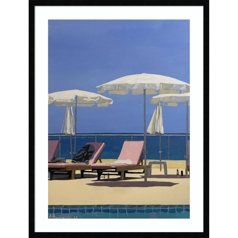 Seaside landscape by Borgenhag Holmqvist Wood Framed Wall Art Print - Svelte Noir Black