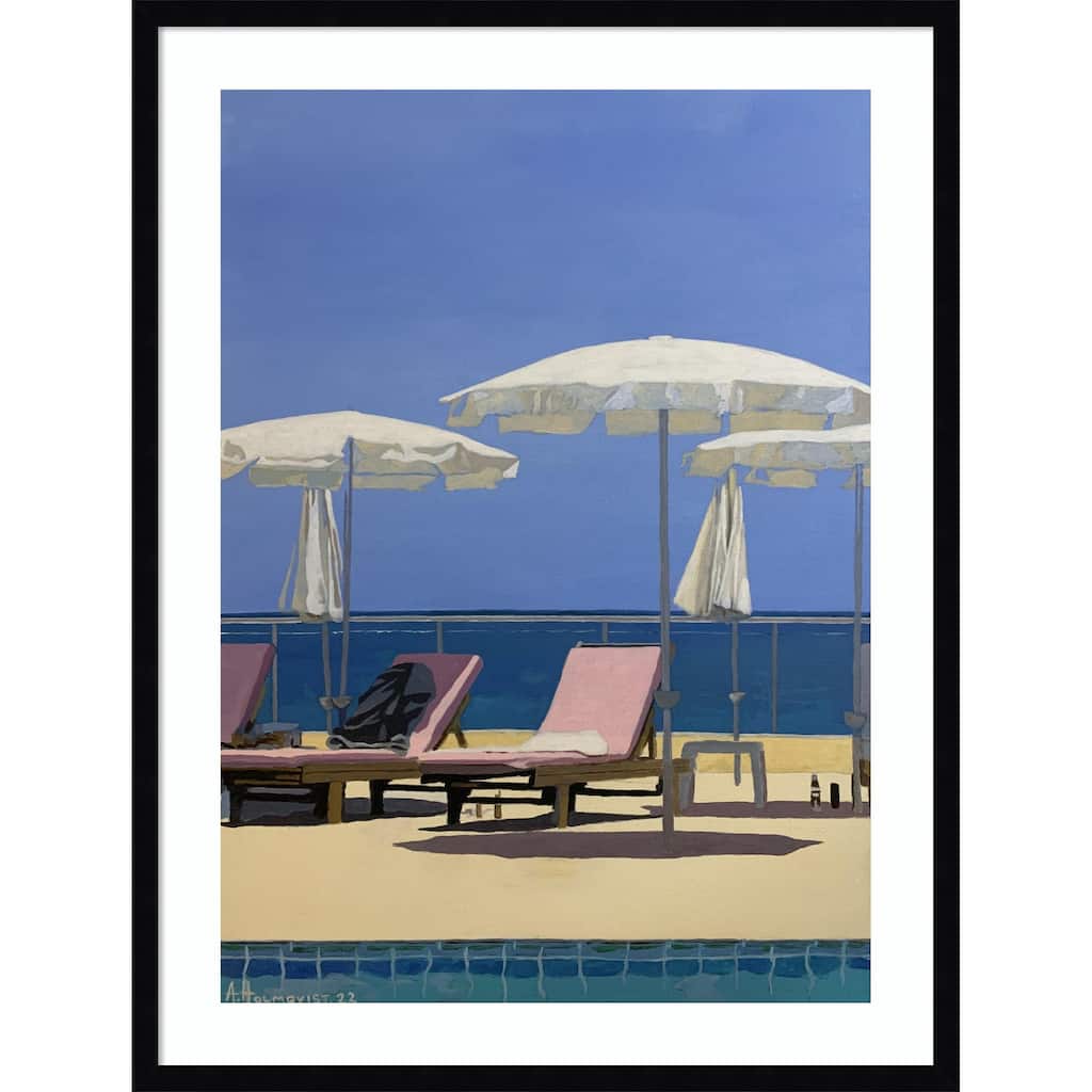 Seaside landscape by Borgenhag Holmqvist Wood Framed Wall Art Print - Svelte Noir Black