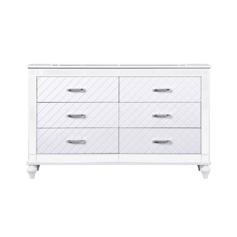 Livorno Gunmetal 6-Drawer 62 in. W Dresser - White