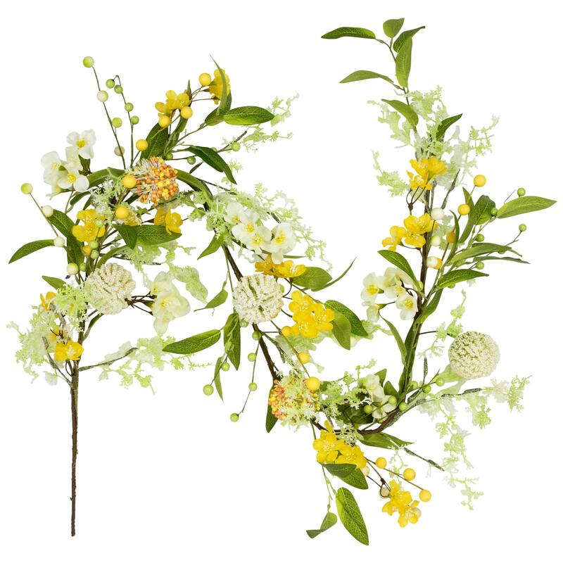 Berry and Thistle Floral Spring Garland - 5' - Yellow