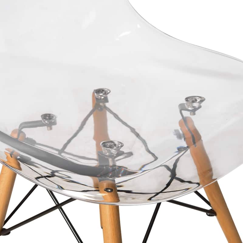 Cresco Acrylic Dining Chair in Solid Beech Wood Legs Banquet Side Chair (Set of 2) for Indoor and Outdoor - 32" Height