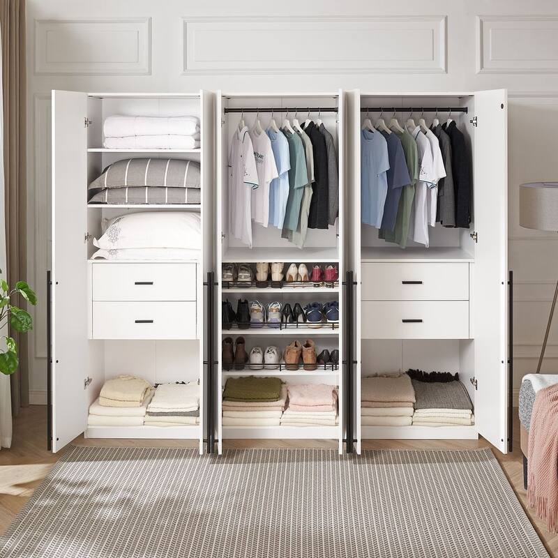 Manhattan Comfort Lee Modern Freestanding 3-Piece Module Wardrobe Closet Armoire