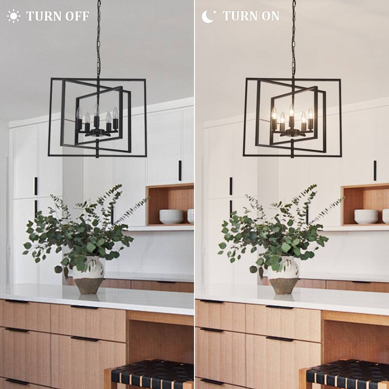 21.65inch 5 Lights Modern Chandelier with Metal Frame 360 Degree Adjustable for Different Rooms