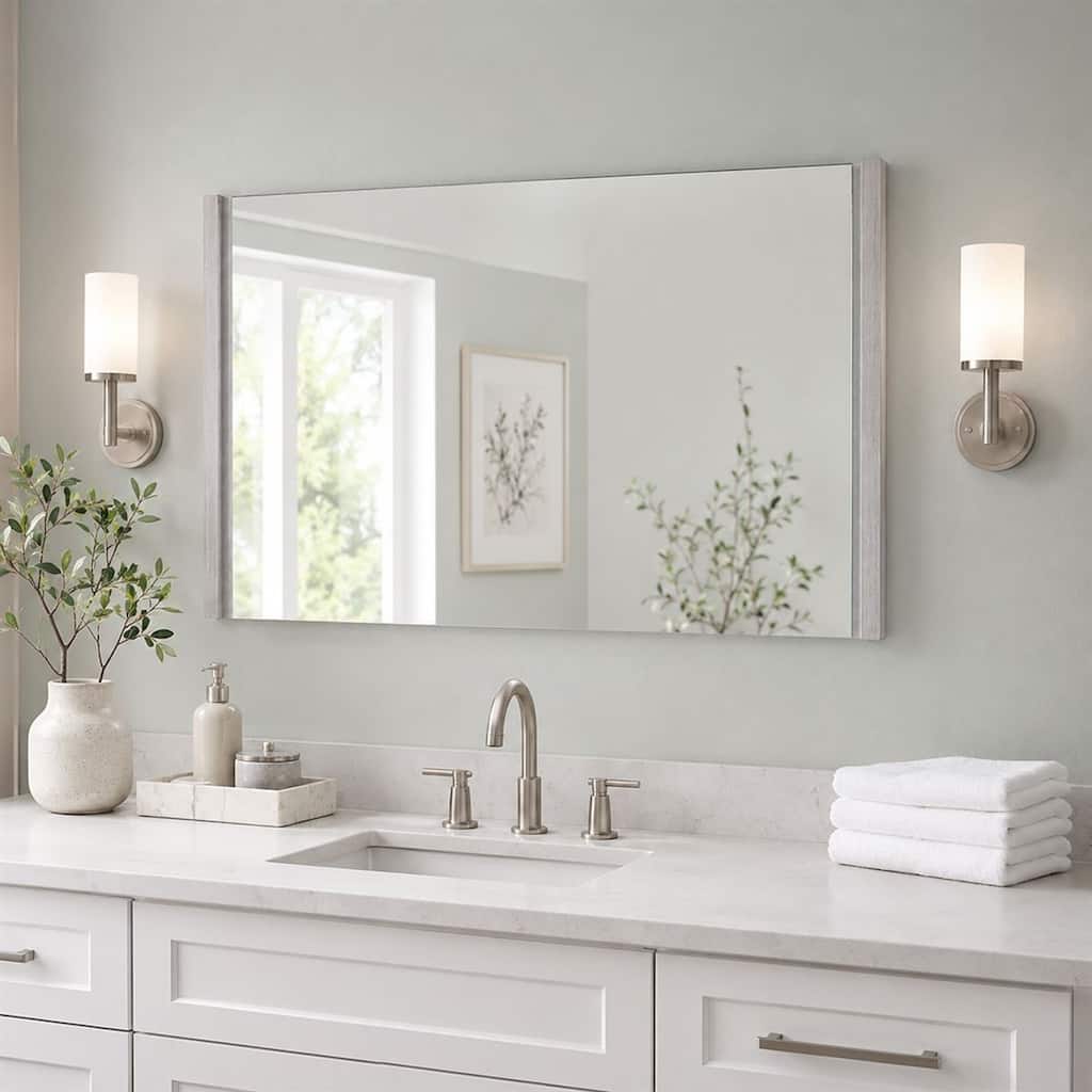 48" Wood Frame Mirror in Gray Pine Finish - 48