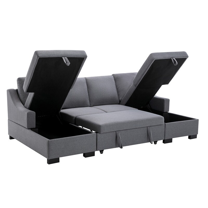 Double chaise shop sleeper sectional